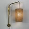 Adjustable and Articulating Brass and Jute Pole Wall Lights, 1950s, Set of 2 7