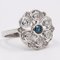 Antique 8k White Gold and Silver Ring with Cut Sapphire and Diamonds, 1930s 4