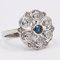 Antique 8k White Gold and Silver Ring with Cut Sapphire and Diamonds, 1930s, Image 4