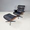 American Modern Black Leather Lounge Chair with Ottoman by Eames for Miller, 1970s, Set of 2 2