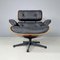 American Modern Black Leather Lounge Chair with Ottoman by Eames for Miller, 1970s, Set of 2 4