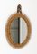 Mid-Century Rattan and Bamboo Oval Wall Mirror with Chain, Italy, 1960s 4