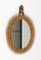 Mid-Century Rattan and Bamboo Oval Wall Mirror with Chain, Italy, 1960s, Image 4