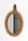 Mid-Century Rattan and Bamboo Oval Wall Mirror with Chain, Italy, 1960s 11