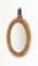 Mid-Century Rattan and Bamboo Oval Wall Mirror with Chain, Italy, 1960s 5
