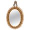 Mid-Century Rattan and Bamboo Oval Wall Mirror with Chain, Italy, 1960s, Image 1