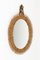 Mid-Century Rattan and Bamboo Oval Wall Mirror with Chain, Italy, 1960s 2