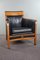 Art Deco Sessel mit schwarzem Leder und Akzenten 2