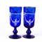 Victorian Bristol Blue Enamel Painted Glasses, 19th Century, Set of 2 3