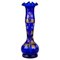 Vase Bristol Art Nouveau en Verre Peint en Émail Bleu 1