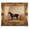 Circle of Albert H. Clark, Equestrian Horse in Stable with Dogs, Oil on Canvas, Framed 1
