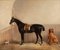 Circle of Albert H. Clark, Equestrian Horse in Stable with Dogs, Oil on Canvas, Framed 2