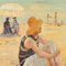 Hélène Dubourg, Scène de Plage Impressionniste Belge, Peinture à l'Huile 3