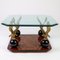 Beveled Glass Burr Walnut Eagles Sculptures Coffee Table, Image 8
