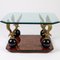 Beveled Glass Burr Walnut Eagles Sculptures Coffee Table, Image 2