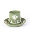 Green Jasperware Neoclassical Cameo Cup & Saucer from Wedgwood, Set of 2, Image 5