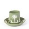 Taza y platillo camafeo neoclásico Jasperware verde de Wedgwood. Juego de 2, Imagen 5