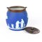 Victorian Neoclassical Portland Blue Jasperware Cameo Biscuit Jar from Wedgwood 5