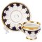 German Gilt Porcelain Cup and Saucer from KPM Berlin, 1835, Set of 2 1