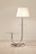 Large Art Deco Chromium & Walnut Floor Lamp with Side Table 1