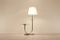 Large Art Deco Chromium & Walnut Floor Lamp with Side Table 2