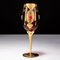 Italian Murano Venetian 24 Kt Gold Enamel Bejeweled Smoky Trefuochi Glass 2