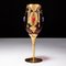 Italian Murano Venetian 24 Kt Gold Enamel Bejeweled Smoky Trefuochi Glass 4