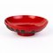 Japanese Red Laquered Bowl with Relief Flowers 1