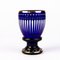 Enamel Painted Bristol Blue Glass Goblet with Gold Rims, Image 3