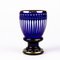 Enamel Painted Bristol Blue Glass Goblet with Gold Rims 2