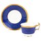 Fine English Porcelain Blue Ground Gilt Tea Cup & Saucer from Cauldon, Set of 2 1