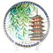 Signed Noritake Japanese Porcelain Summer Pagoda Plate, Image 1