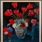 Artista belga, Natura morta di tulipani in vaso, Dipinto ad olio, 1947, Incorniciato, Immagine 2