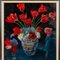 Belgian Artist, Still Life of Tulips in Vase, Oil Painting, 1947, Framed 2