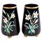 Art Nouveau Enamel Painted Glass Vases, Set of 2 1