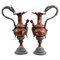 Large Empire French Dragon-Handled Figural Bronze Ewers, Set of 2 1