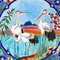 Art Deco French Cloisonne Faience Enamel Glazed Plate Storks, Longwy 3
