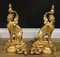 Rococo French Gilt Metal Greek Sphinx Fireplace Chenets Andirons, Set of 2 2