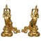 Rococo French Gilt Metal Greek Sphinx Fireplace Chenets Andirons, Set of 2 1