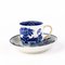 18th Century Blue & White Porcelain Tea Cup & Saucer from Worcester, Set of 2 2