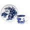 18th Century Blue & White Porcelain Tea Cup & Saucer from Worcester, Set of 2 1