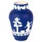 Neoclassical Victorian Portland Blue Jasperware Baluster Cameo Vase from Wedgwood 1