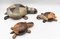 Pufs Mid-Century modernos de cuero con forma de tortuga, Suiza, años 60. Juego de 3, Imagen 1