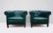 Vintage Petrol Colored Leather Club Chairs, Set of 2 1