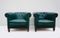 Vintage Petrol Colored Leather Club Chairs, Set of 2, Image 1