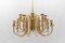 Lampe Lustre Mid-Century Moderne en Laiton, Italie, 1970s 13