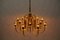 Lampe Lustre Mid-Century Moderne en Laiton, Italie, 1970s 8