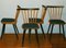 Mid-Century Dining Chairs with Splayed Legs and Petrol Blue Seats, Set of 4, Image 1