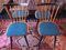 Mid-Century Dining Chairs with Splayed Legs and Petrol Blue Seats, Set of 4 7