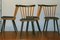 Mid-Century Dining Chairs with Splayed Legs and Petrol Blue Seats, Set of 4, Image 6